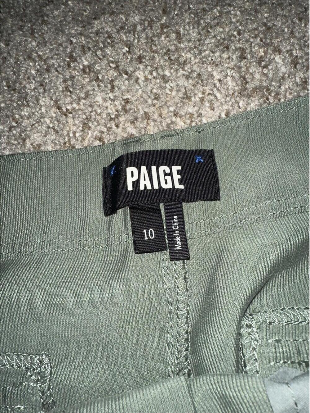 Paige Becca Straight Cargo Pants Size 10 Fatigue Green Lightweight High Waist - Picture 2 of 7